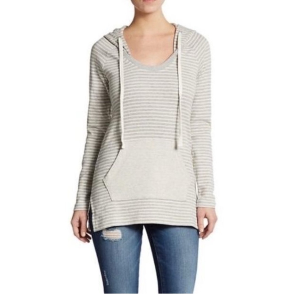 James Perse Striped Raglan Pullover Hoodie